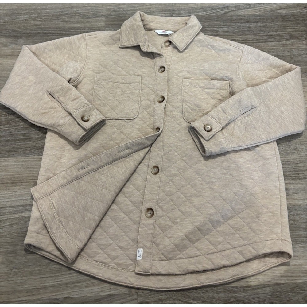Vineyard Vines Dreamcloth Shacket Womens Small Beige Quilted Shirt Jacket
